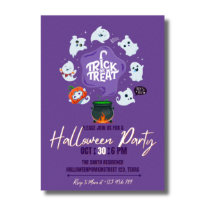 Trick or Treat Let's Get Spooky Purple Adorable Halloween Party