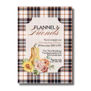 Flannel & Friends Fall/Autumn Pumpkin Flower Friendsgiving Dinner Invitation