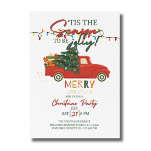 Red Festive Holiday Truck Christmas Party Invitation