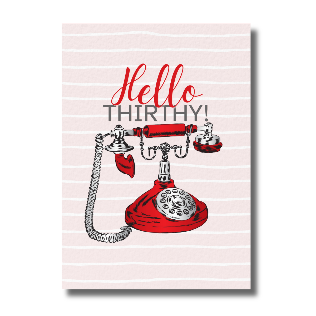 Red Retro Phone With Flower Hello Soft Pink Thirtieth Birthday Invitation - Image 2