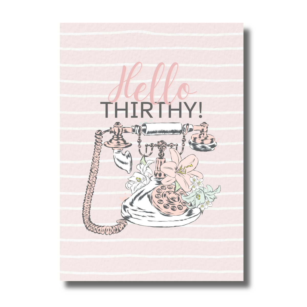 Retro Phone With Flower Hello Soft Pink Thirtieth Birthday Invitation - Image 2