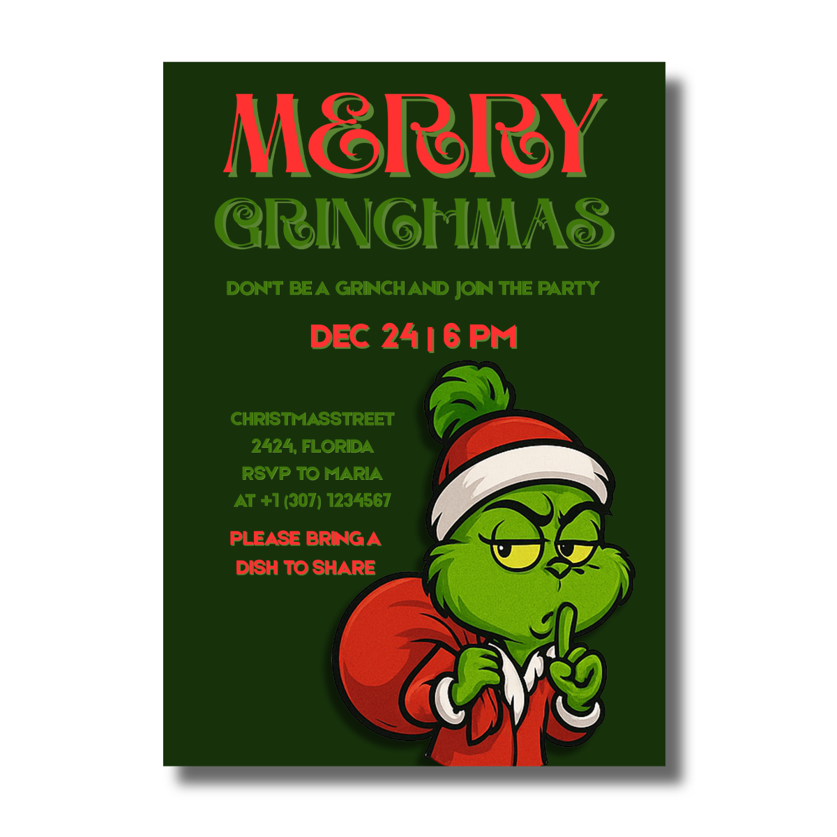 Merry Grinchmas Christmas Fun Party Invitation